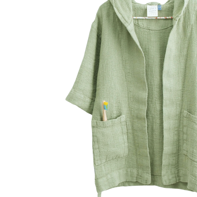 Vöyri Linen Bathrobe Kids - Sage
