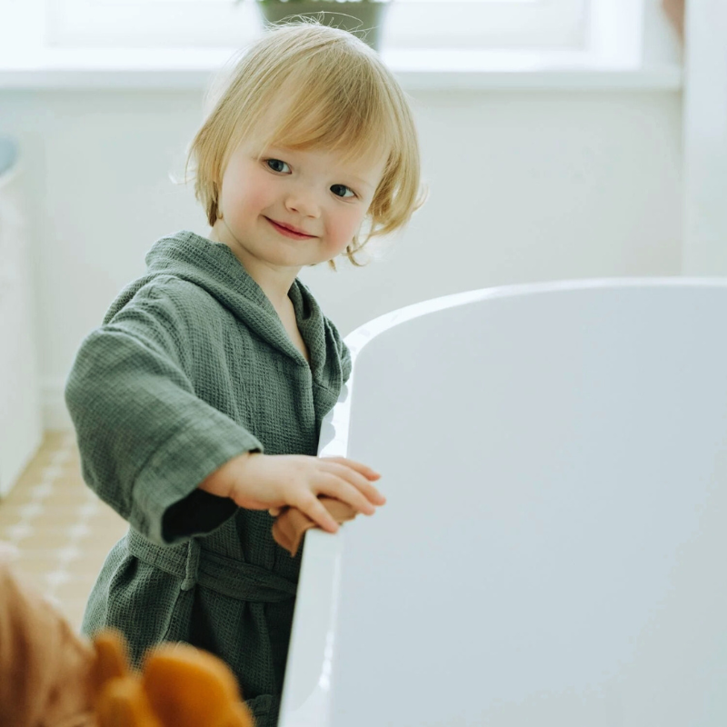 Hamar Linen Bathrobe Kids - Blue Fog