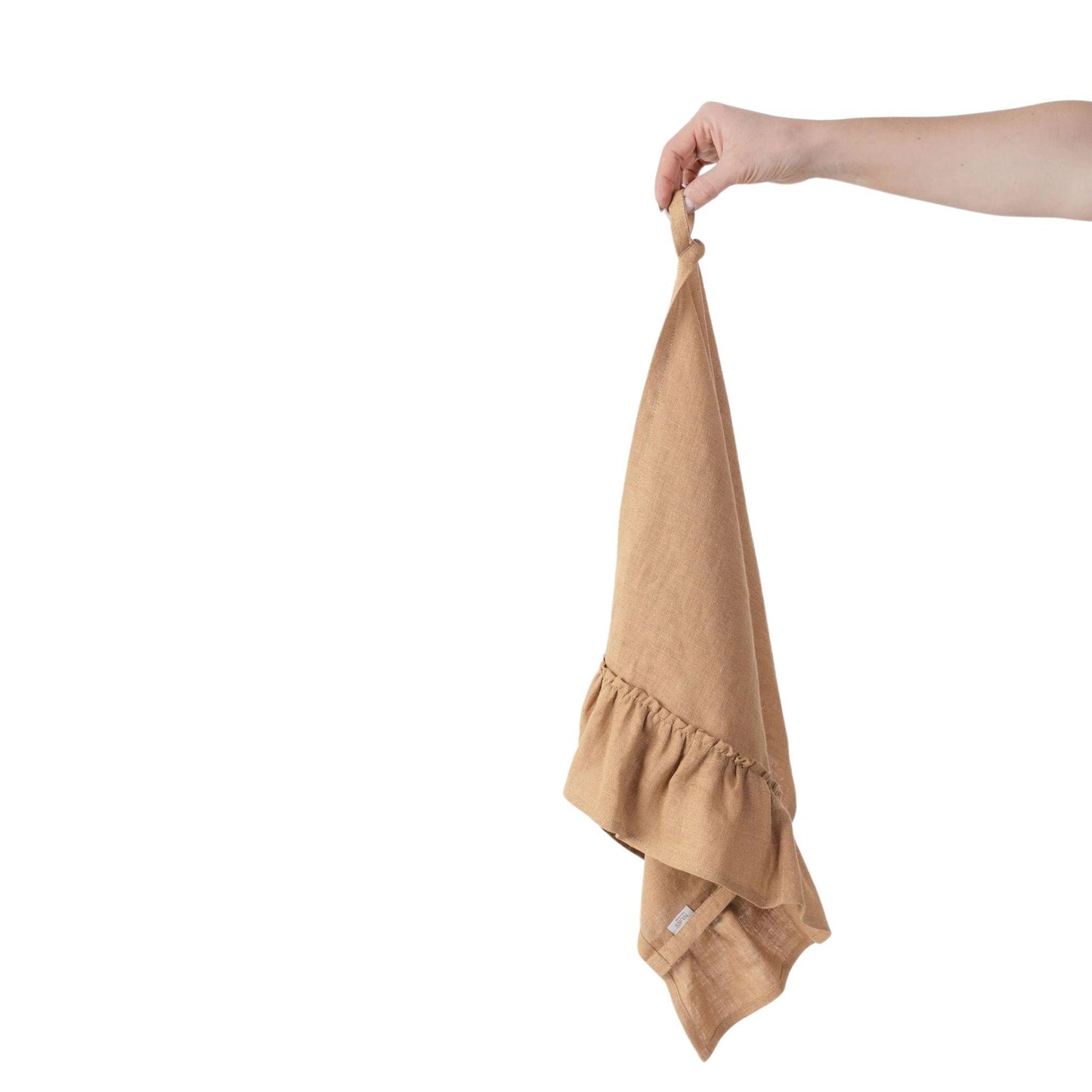 Linen Kitchen Towel With Ruffles