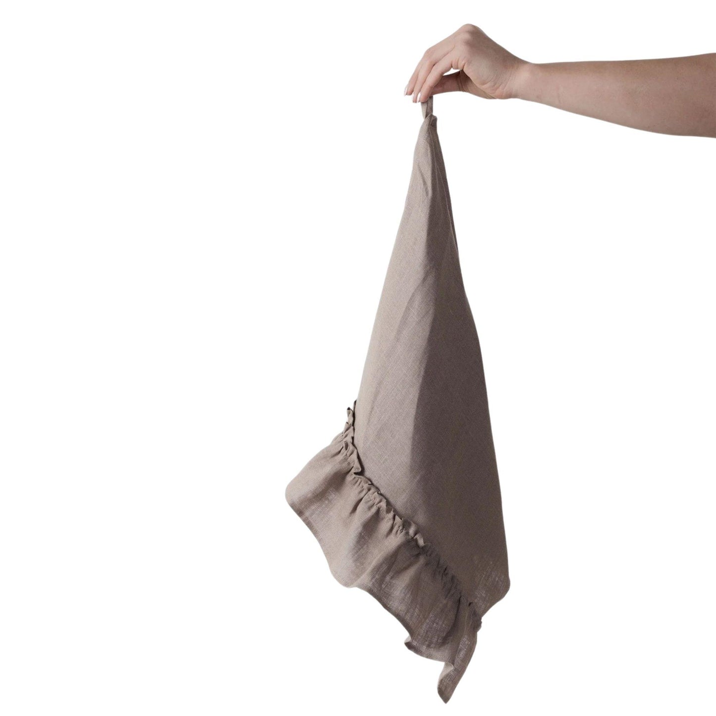 Linen Kitchen Towel With Ruffles