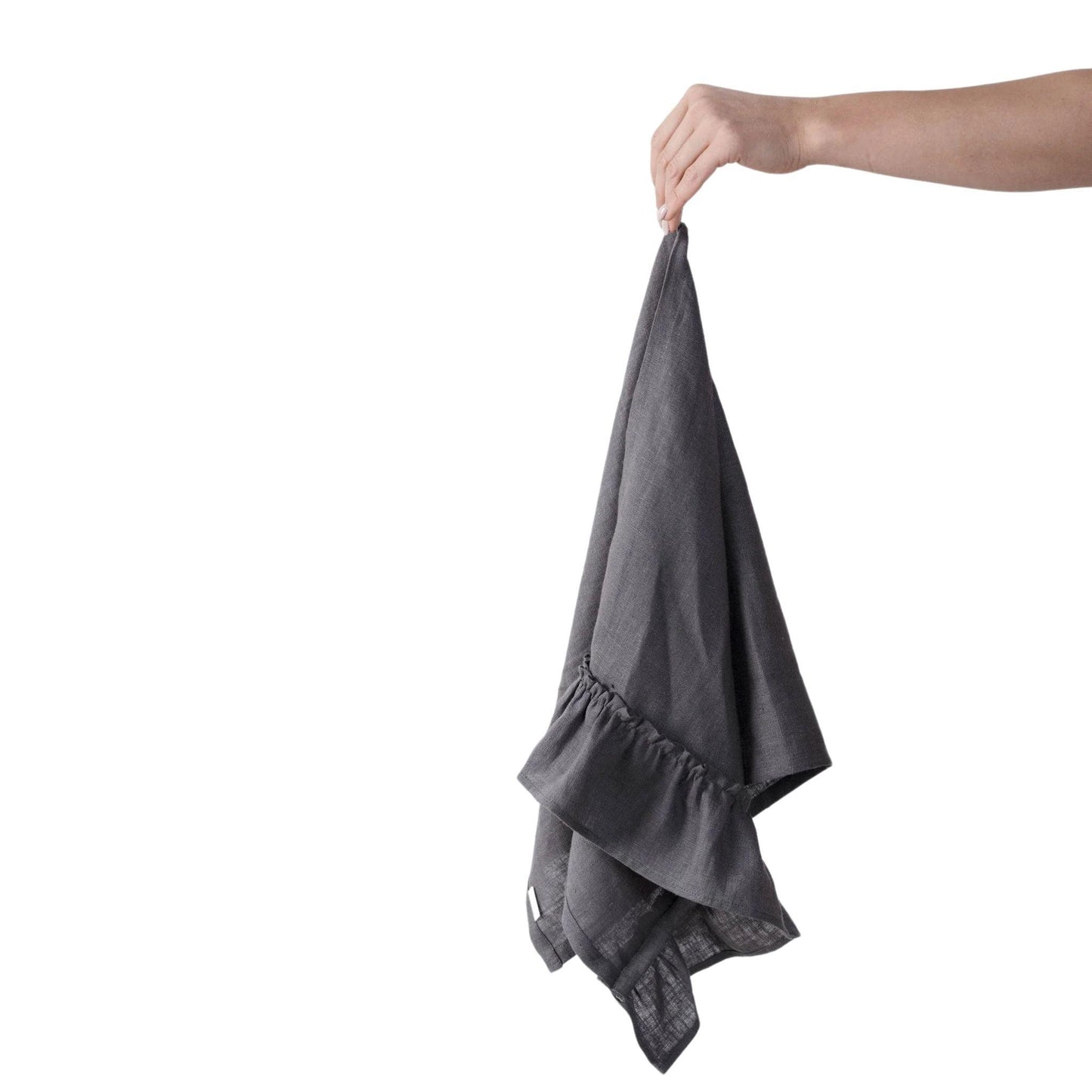 Linen Kitchen Towel With Ruffles