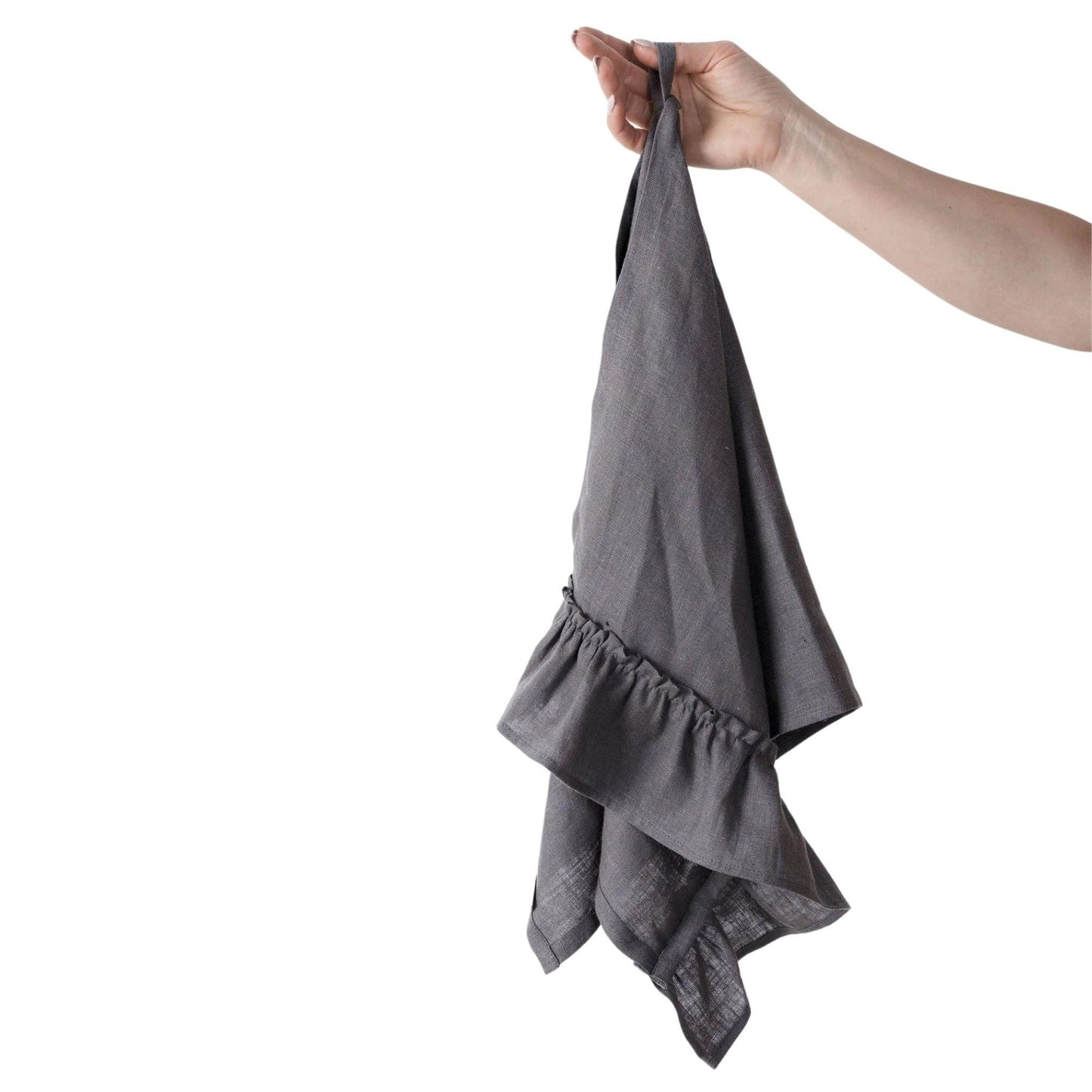 Linen Kitchen Towel With Ruffles