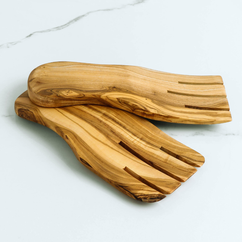 Hörvik salad hands 2-piece serving set - Olive Wood
