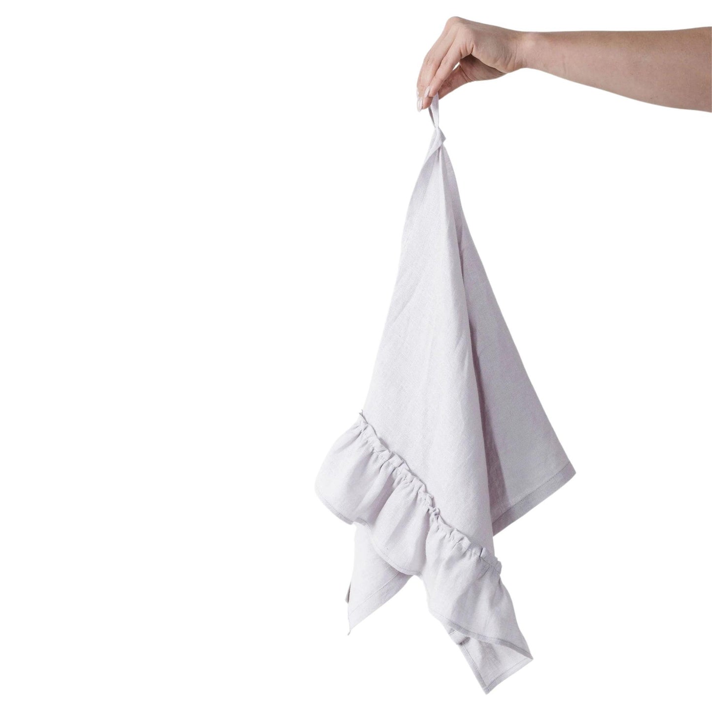 Linen Kitchen Towel With Ruffles