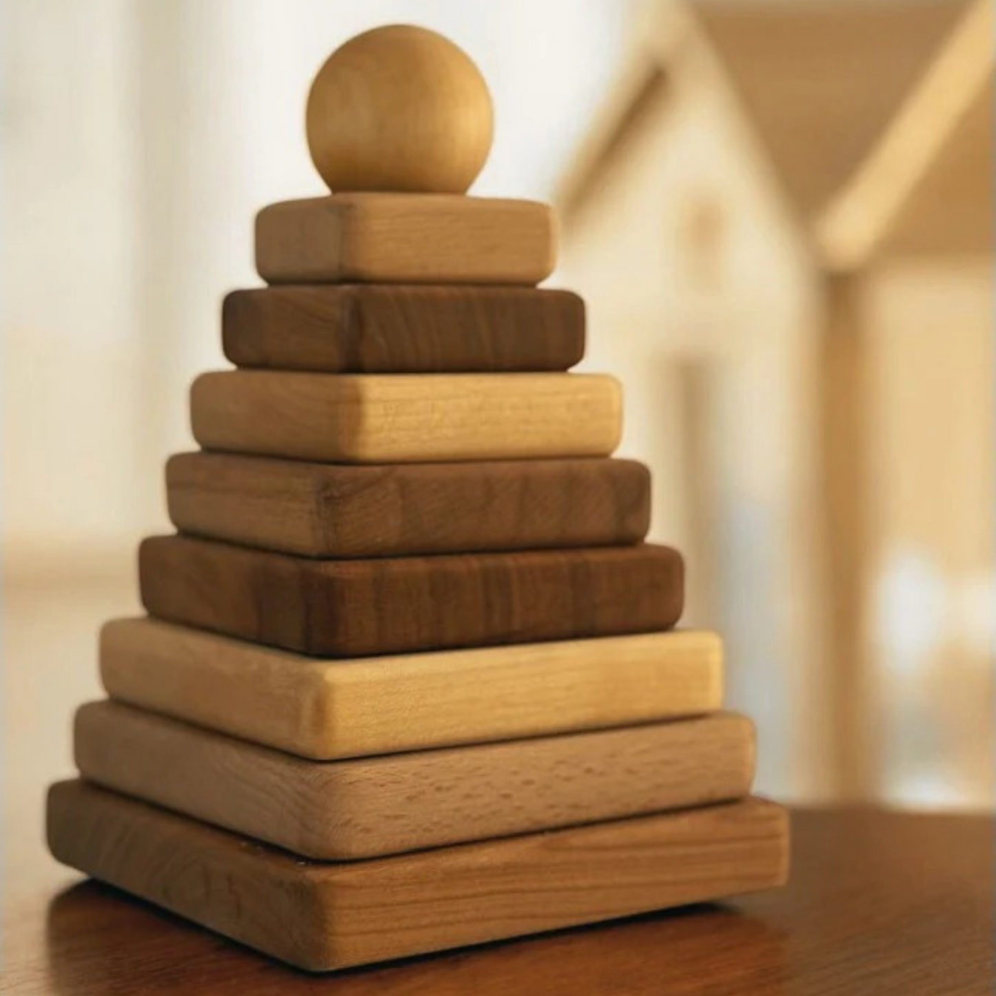 Wooden Square Pyramid - Natural
