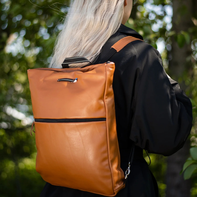 Gränna Repurposed Leather Backpack - Calvados