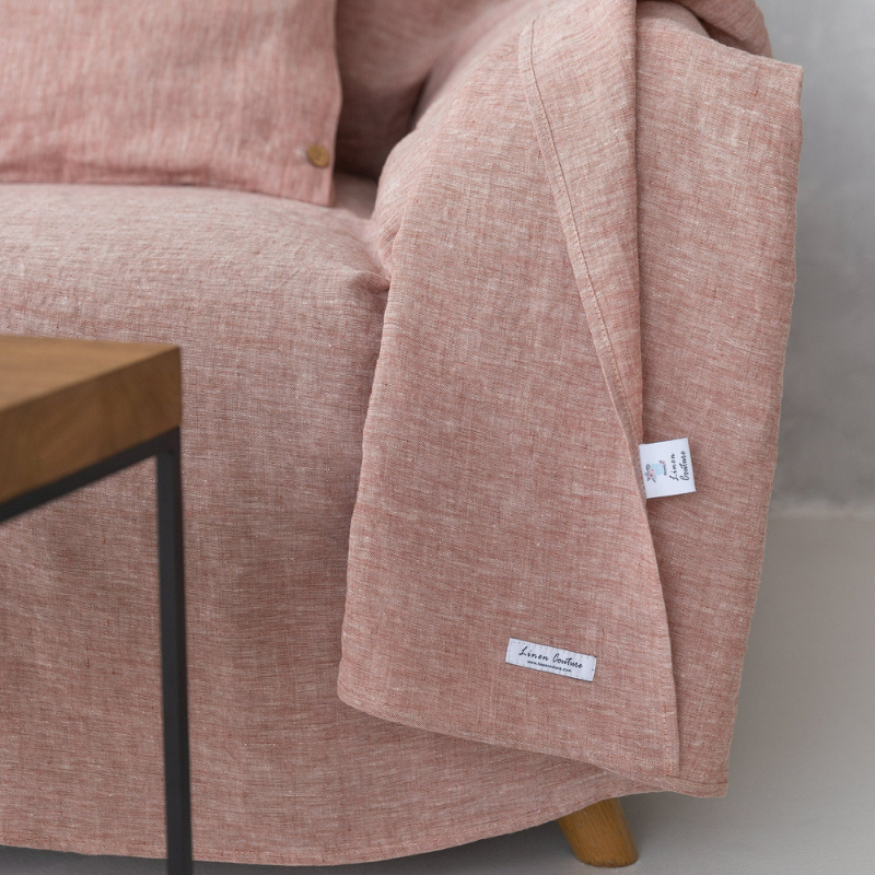 Kivik linen couch cover - Melange Burgundy