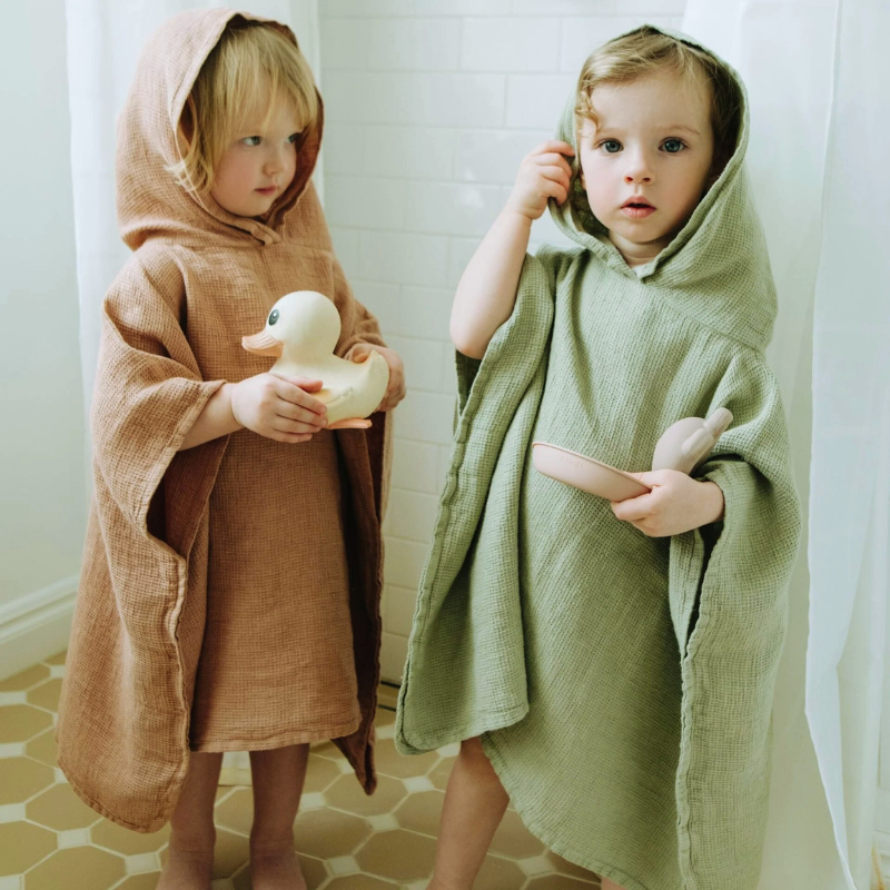 Skien Linen Poncho Kids - Sage