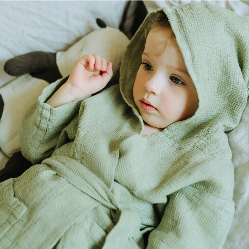 Vöyri Linen Bathrobe Kids - Sage