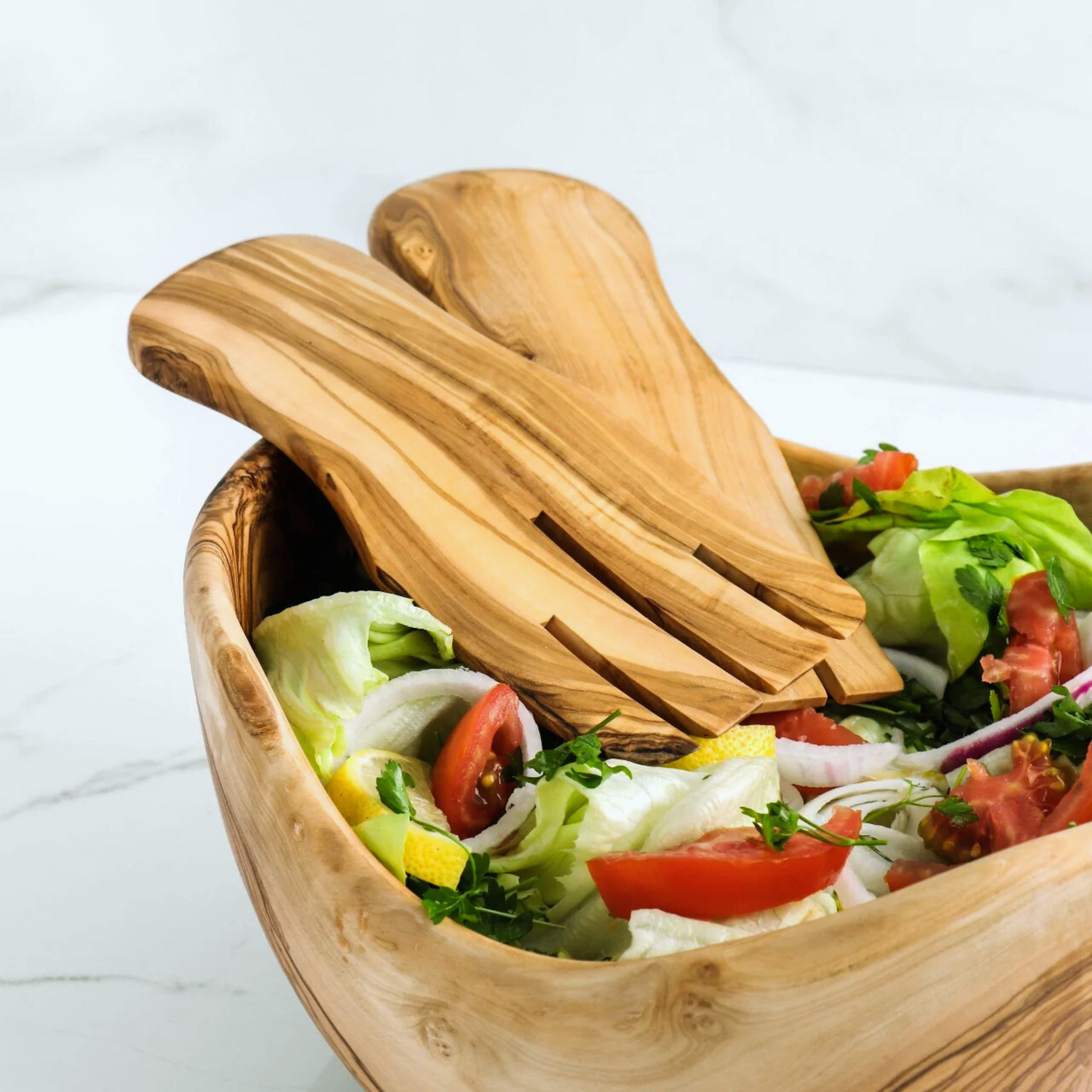 Hörvik salad hands 2-piece serving set - Olive Wood