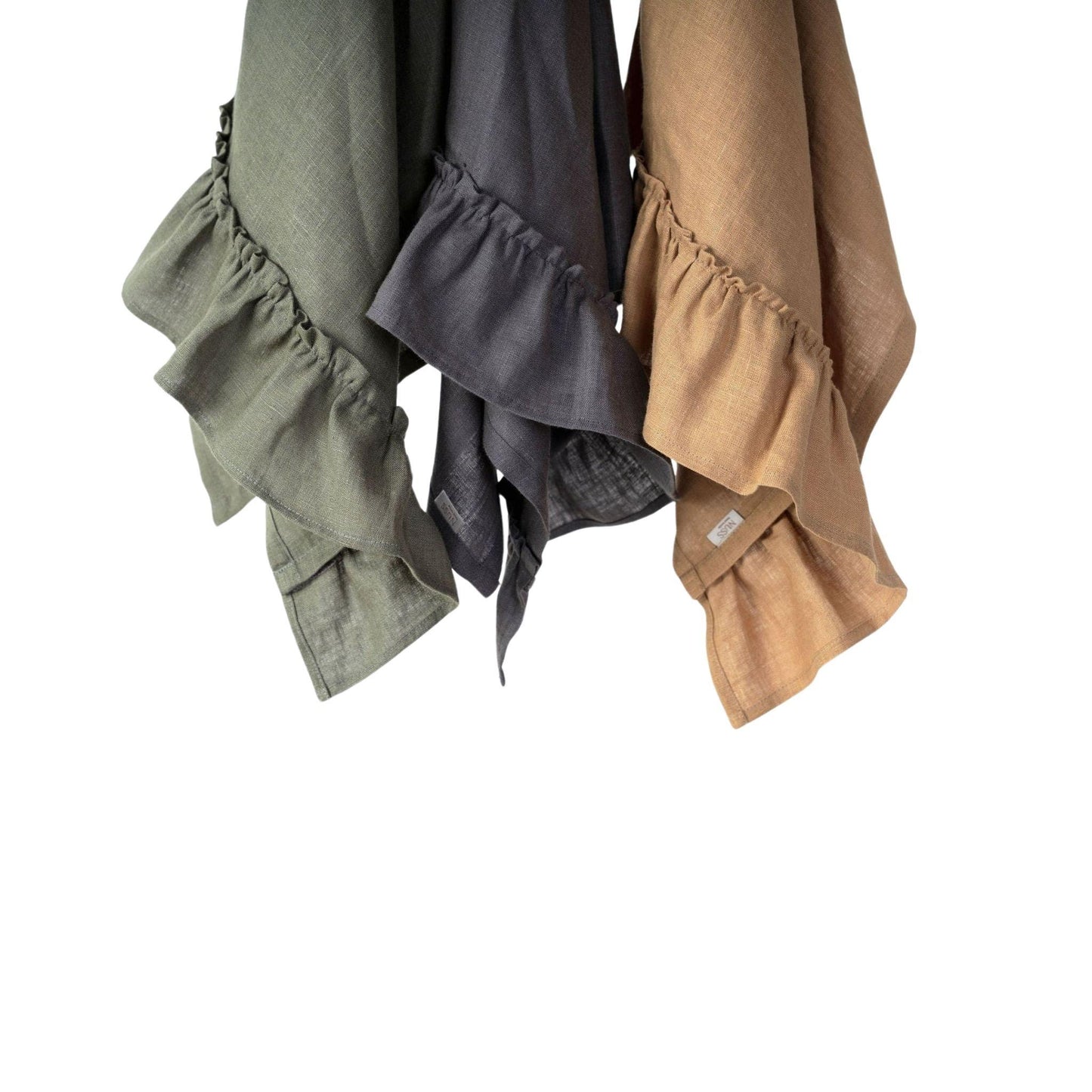 Linen Kitchen Towel With Ruffles