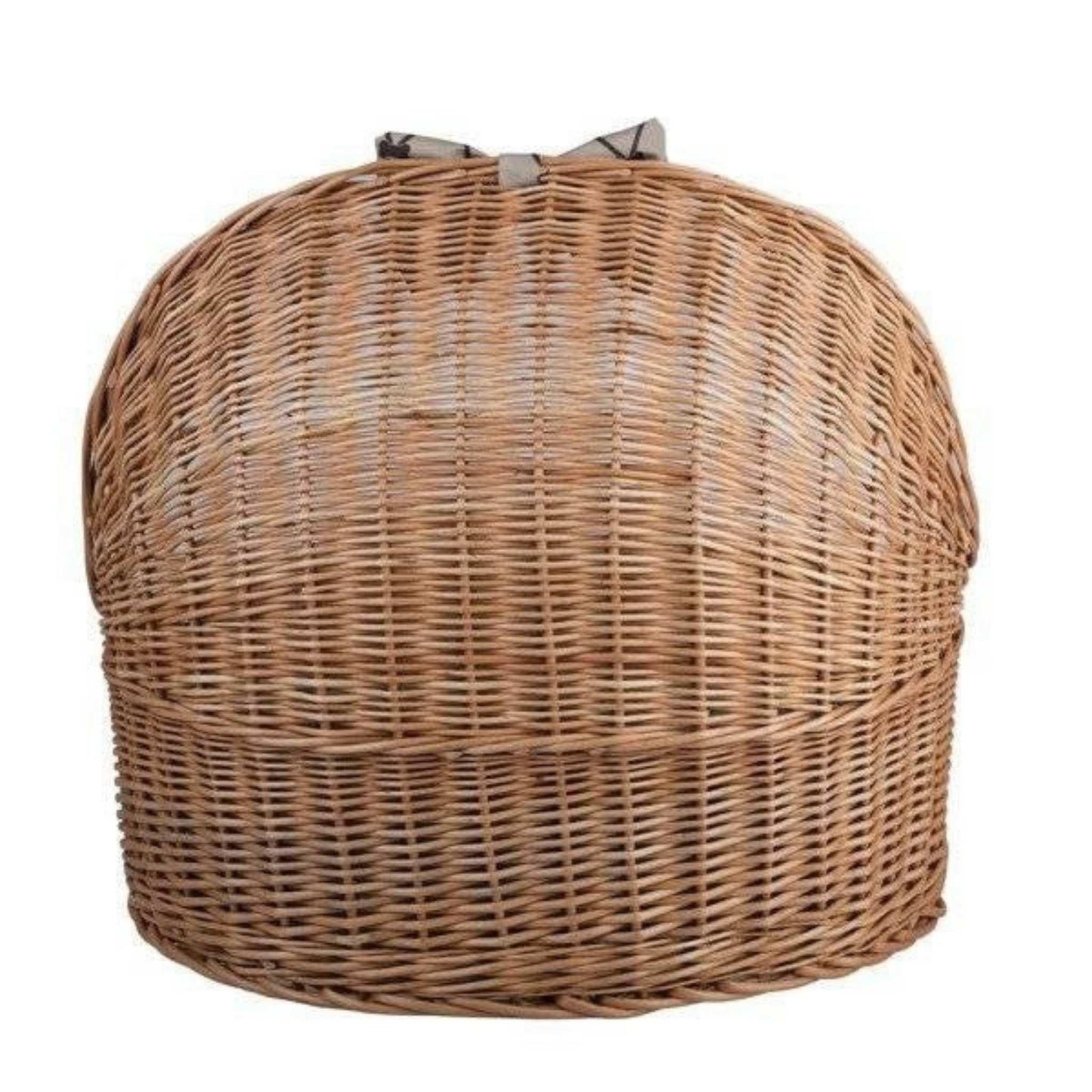 Wicker laundry basket on a white background