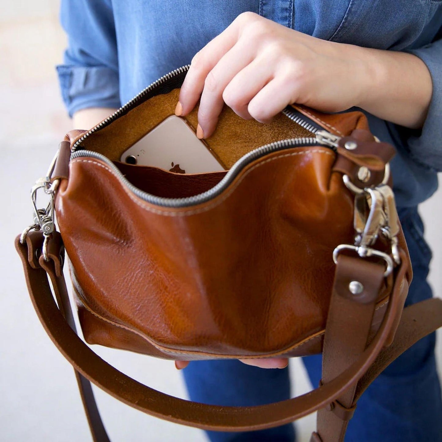 Fiskebäckskil Leather Handbag – Ginger Brown
