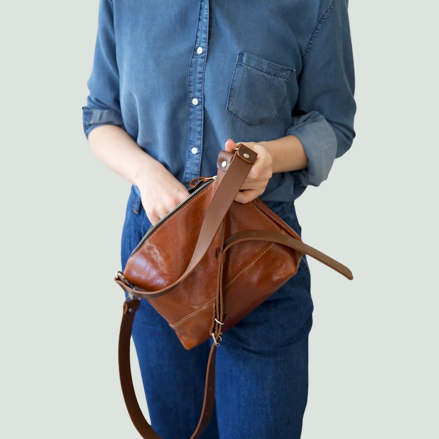 Fiskebäckskil Leather Handbag – Ginger Brown