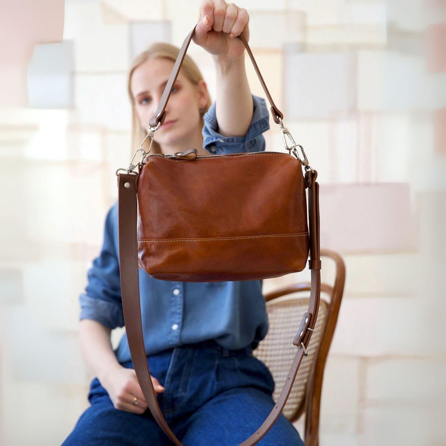 Fiskebäckskil Leather Handbag – Ginger Brown