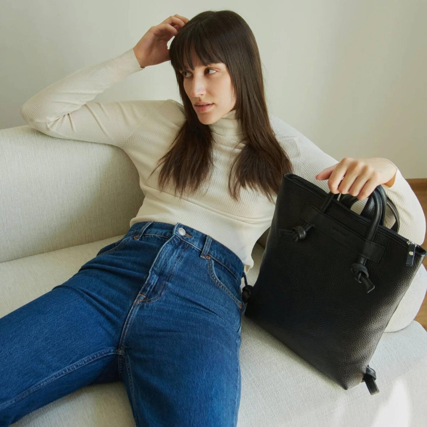 Rødby Minimal Leather Backpack – Black