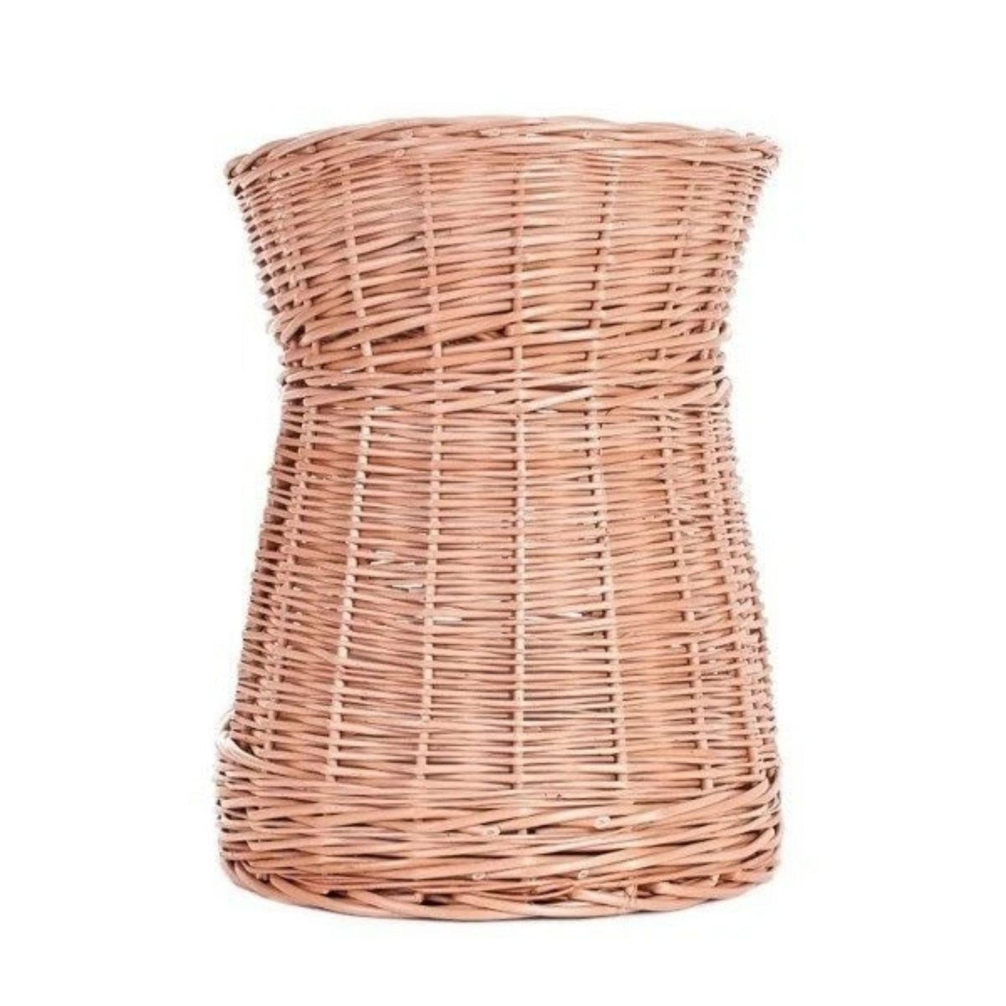 Wicker side table on a white background