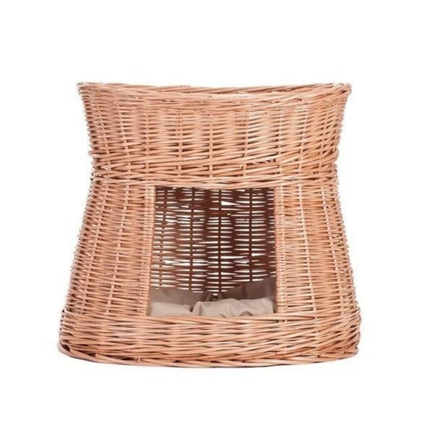 Wicker side table on a white background