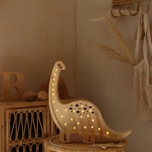 Gävle Mini Dino Lamp – Pinewood & Gentle Glow
