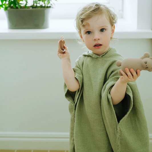 Skien Linen Poncho Kids - Sage