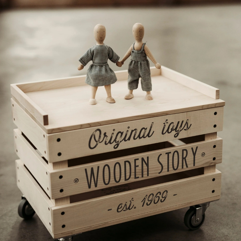 Wooden Walnut Doll with Dress