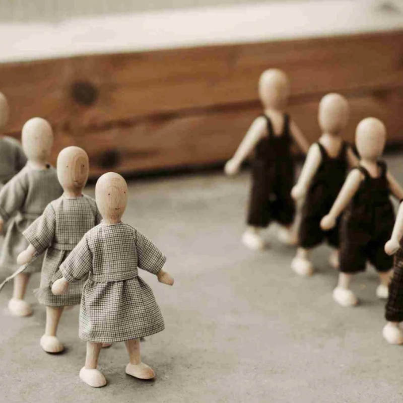 Wooden Walnut Doll with Dress