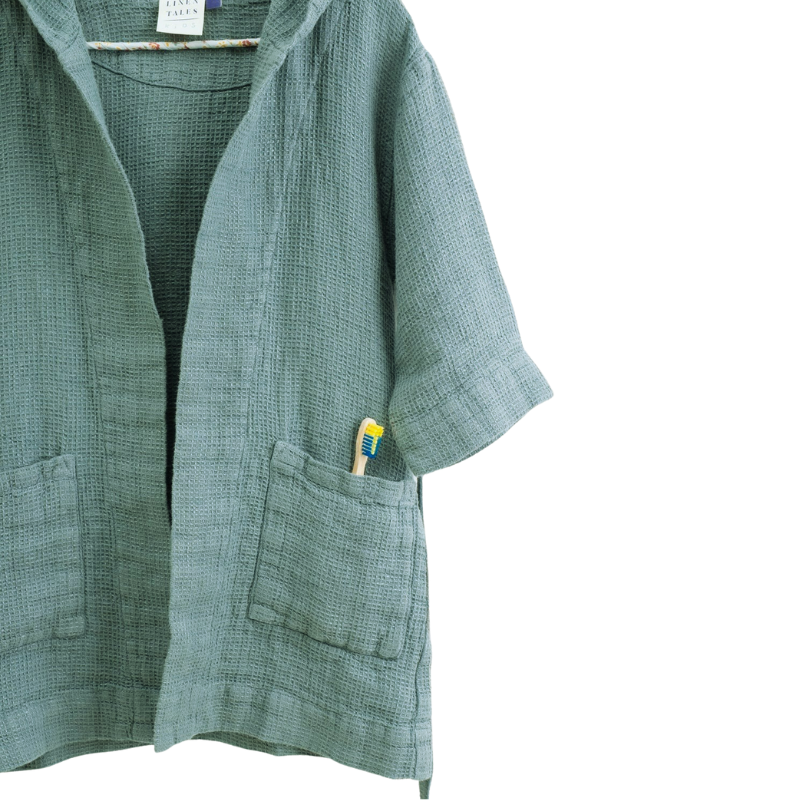 Hamar Linen Bathrobe Kids - Blue Fog