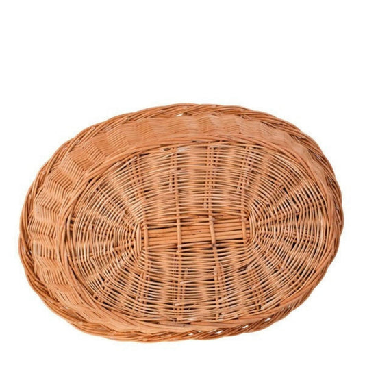 Woven brown basket on a white background