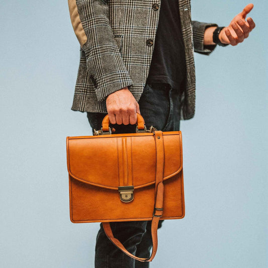 cognac briefcase